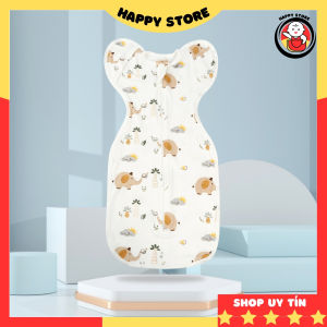 Nhộng chũn cho bé sơ sinh mở tay khóa đôi 2 chiều dễ dàng mở ra thay tã bỉm Happy Store