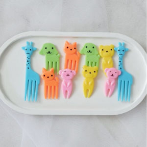 ELBER HL0654 Garpu Buah Mini Set 10pcs Kartun Binatang Peternakan - Garpu Bento Buah Motif Animal - Tusukan Bento - Tusuk Buah Y1798