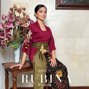 Setelan Kebaya Lonceng Rubina dan Bawahan Kamen Batik Endek Bali Free Selendang Kebaya Pengantin Pesta Wisuda Modern