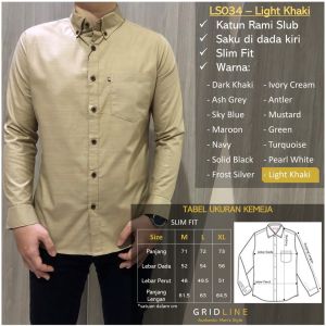 [GRIDLINE - LS034 Colorful Premium Long Sleeves Basic Series Part 2] Kemeja Lengan Panjang Katun Rami Premium Casual Simpel Best Seller Tebal Adem Halus