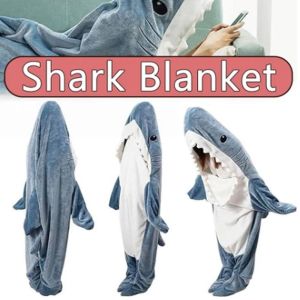 SAVVYSHELF Flannel Shark Blanket Soft Cozy Wearable Hooded Throw Blanket  Machine Washable Sleeping Bag