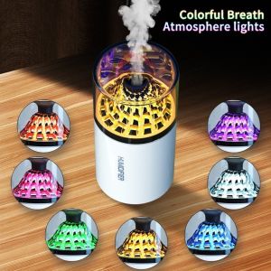 KLICKKRATE Colorful Volcano Air Humidifier Aromatherapy 350ML Mini Spray Humidifier Flame Volcano Air Humidifier For Car Office