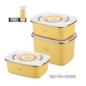 SUPVIBE 3Pcs 304 Stainless Steel Refrigerator Food Storage Box Prepare Food Freshness Preservation Box Picnic Box 保鲜盒