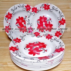PROMO BELI 1GRATIS1. 1PIRING MAKAN LEBAR 23CM MELAMINE TEBAL MOTIF KEMBANG BINTANG TERBARU
