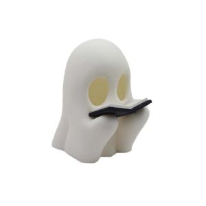 MKEB MALL Button Cells Battery Operated Ghost Nightlight Mini Size Warm Yellow Glow Reading Ghost Lamp Spooky Ornament Hollow Structure  Pen Holder Office Desk