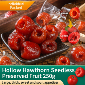 Hawthorn Nonnuclear Hollow Fruit Preserves Individually Wrapped Delicious Snacks Healthy Natural Dried Fruit Treats for Kids & Adults No Additives Chewy Sour Sweet Candy Bites