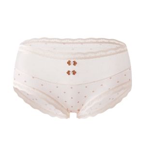 YTM Mid Waist Lace Mesh Panties Dot Transparent Thin Underwear Women Cotton Crotch Lingerie Sweet Ruffle Briefs Women