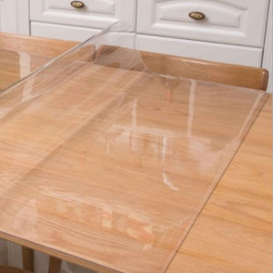 0.800mm Thickness PVC Soft Crystal Clear Plastic Table Cover Vinyl Protector Sheet Transparent Kitchen and Dining Waterproof Heavy Duty  Oil-proof Heat Resistant Anti-slip Customized Tablemat Flexible Desktop