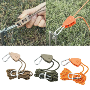 Adjustable Ratchet Hanger Reflective Lanyard Hanging Tent Grow Plant Pulley Rope Lifting Pulley Hook Camping Stop Buckle