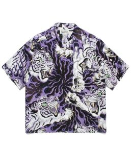Classics 2025 WACKO MARIA Limited Short Shirt Cloud Tiger Print Graphic Tee Men Women Hip Hop Cuban Collar Hawaiian Shirts Top