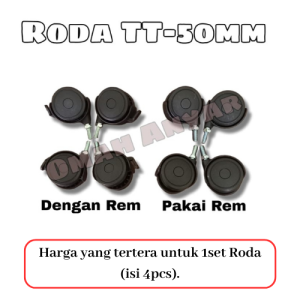 Roda Italy Roda Plastik TT 50 mm Pakai Rem Tanpa Rem 1 Set Isi 4 pcs