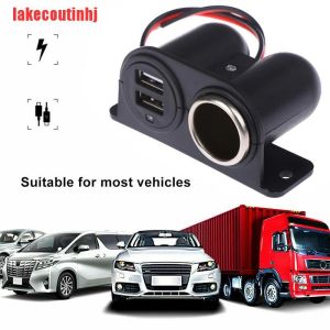 12V / 24V Power Outlet 2x USB Charger Cigarette Lighter Car Plug Truck TUE