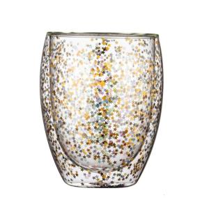 Glass Coffee Mug for Creative Colorful Star Cup Double Wall Insulated Cups Drinking Glasses for Home Kitchen Tea Coffee