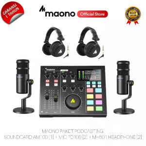 MAONO AM100 Paket Studio Microphone Dynamic PD100 XLR dan MH601 Headphone Podcast Recording Karaoke