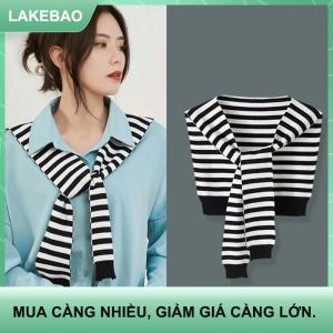 【LAKEBAO】 Mùa Đông Bên Ngoài Khăn Choàng Cho Phụ Nữ Hàn Quốc Phong Cách Mới Mùa Xuân Và Mùa Thu Cổ Áo Giả Mỏng Sọc Len Dual-Sử Dụng Khăn Dệt Kim Khăn Choàng