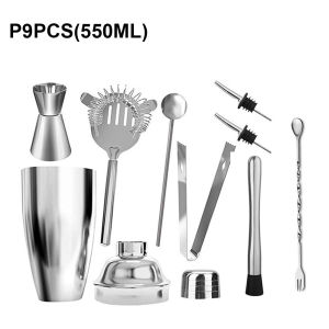 Leisure House 9pcs Cocktail Shaker 550/750ml เหล็กกล้าไร้สนิม Winerware และบาร์ซัพพลายขายส่ง