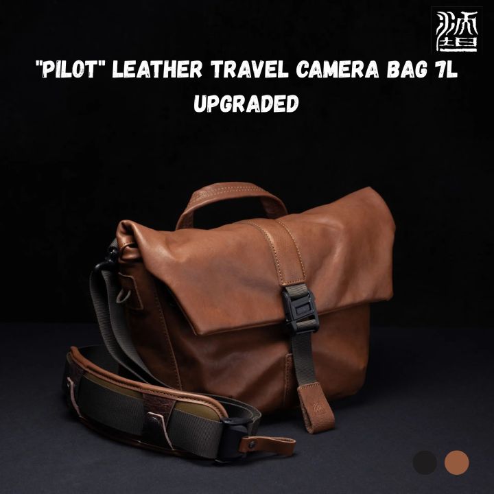 Wotancraft PILOT LEATHER TRAVEL CAMERA BAG 7L UPGRADED