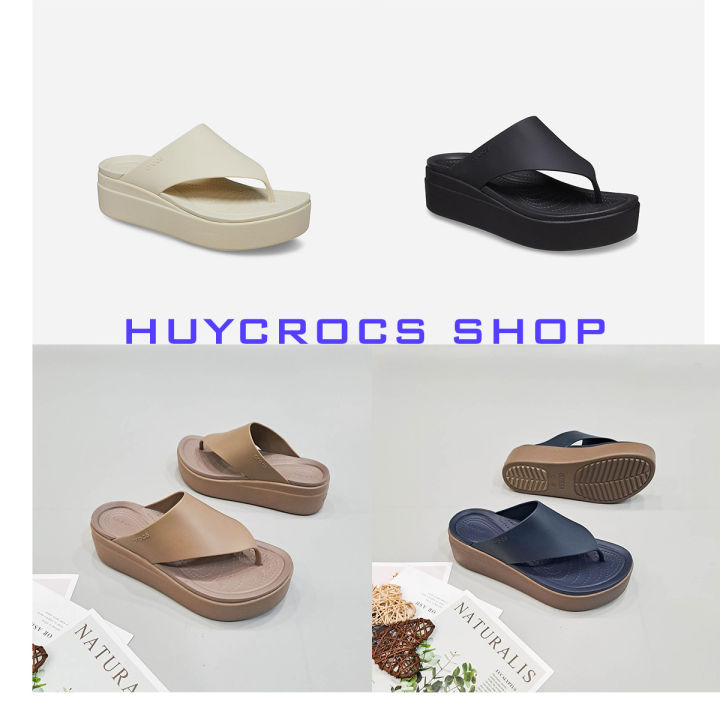 Dép xỏ ngón Crocs Nữ Brooklyn Flip-flop đế cao cực tôn dáng chất