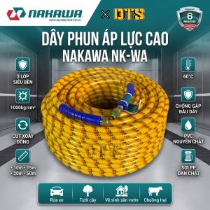 Dây phun áp lực cao NAKAWA NKWA 1000kg/cm2 Rửa xe vệ sinh sân vườn Chống gập cút xoay đồng Dây 3 lớp