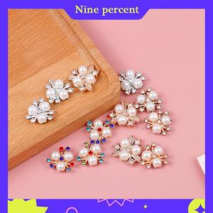 Nine percent 10ชิ้นกระดุมพลอยเทียมรูปดอกไม้มุกวิบวับงานฝีมือ DIY