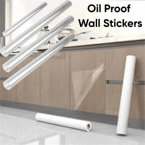 OWMXZL Waterproof Kitchen Oil Proof Wall Sticker Mould-Proof Clear Cabinet Renovation Wallpaper DIY Removable Backsplash Wall Protector Kitchen Cabinet