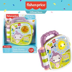 Fisher-Price Purple Monkey Musical Storybook Toy For Baby & Toddler With Lights & Sounds