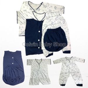 3 Pasang Setelan Colvin Baju Celana Bayi Baru Lahir Newborn 0 - 6 bulan Variasi Warna Navy