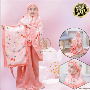Mukena Anak Cherry ( Tas Sajadah ) mukena anak perempuan karakter