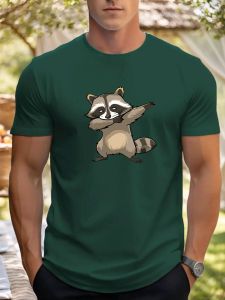 T Shirt For Mens Raccoon 100% Cotton Graphic Print Summer Round Neck Tee Casual Breathable Streetstyle Daily Cool T Shirt