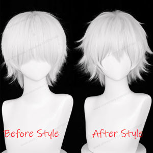 SHUNAICHI Kaneki Ken คอสเพลย์วิกผม 30 ซม.สั้น Silver White Man ผมอะนิเมะสังเคราะห์ทนความร้อน Wigs