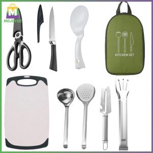 8pcs Camping Cookware Utensils Travel Set Stainless Steel Camping Cooking Utensils Set Portable Outdoor Camp Cookware Set for Backpacking Outdoor Camping