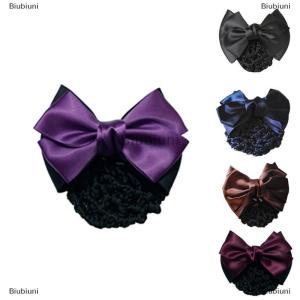 [COD] Biubiuni Bow barrette phụ nữ tóc Clip Bìa Bowknot Bun snood Phụ kiện tóc phụ nữ mới