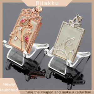 Rilakku 2pcs acrylic shelf stones cluster stand Mineral specimen display holder