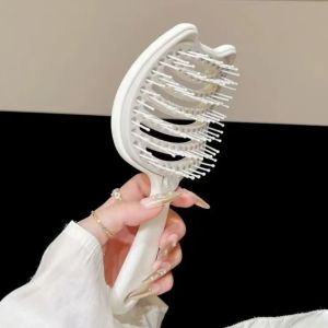 Lược Chải Tóc Tai Mèo Cute Gạt Sạch Tóc Rụng Chỉ 1 Chạm Nhựa Cao Cấp Massage Da Đầu Chải Tóc Mượt