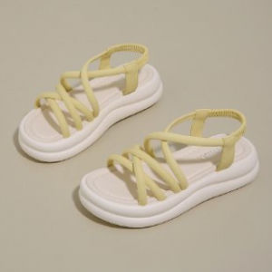 [Free Shipping] Thick-soled womens sandals for summer 2026 new stylish slip-on casual shoes for students soft-soled Roman womens shoes