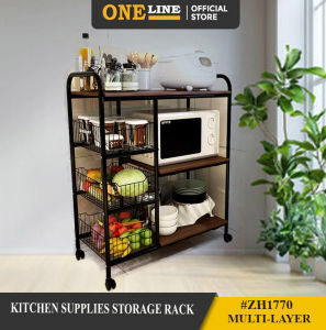 ONELINE ZH1770 Kitchen Storage Rack Floor-Standing Multi-Layer Microwave Vegetable Storage