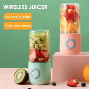 GAOSU 6 Blades Portable Juicer Blender 500ML Capacity LCD Display Mini Juice Mixer Household Use Handheld Juice Maker Travel