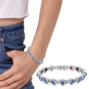 Stainless Steel Magnetic Therapy Bracelet Fashion Accessories Zircon Female 4 in 1 Weight Loss Health Element Couple Gift