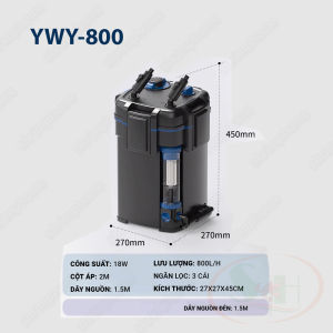 Lọc thùng Sunsun YWY 800 tách phân cặn đèn uv bể cá tép thủy sinh s2