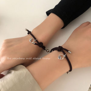 AZ083 【COD】 2 pcs gelang magnet/1 Pasang Gelang Couple Magnet Gelang Tali Couple Magnet Attract persahabatan Tangan Wanita Bracelets hitam
