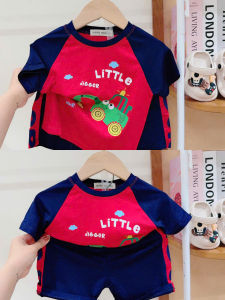 [9-17kg] Bộ thun lạnh tay ngắn LOẠI 1 in xe khủng long cá mập siêu nhân cho bé trai