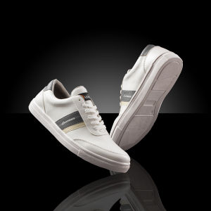 Flazhback F 1201 Sepatu Putih Pria Garis Biru Sneakers Casual Lokal Premium Sintetis
