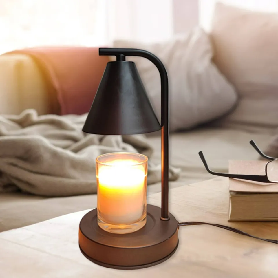 Dolity Wax Melt Candle Warmer Lamp Iron Lampshade Aroma Light Home Decor US  Plug