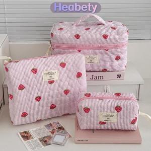 Heabety Women Pink Strawberry Cosmetic Bag Portable Travel Organizer Toiletry Makeup Storage Pouch Handbag Ladies Zipper Bag