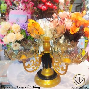 Khay Đựng Mứt Bánh Kẹo Hoa Sen 6 Cánh Xoay 360 Độ Mạ Vàng Đồng Tráng Gương Cao Cấp Sang Trọng Đẳng Cấp