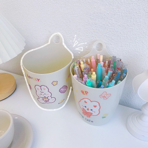Large Pen Cup Hanging Painting Brush Holder Makeup Tools Organizer Trash Can Office Stationery Supplies for Women Girls