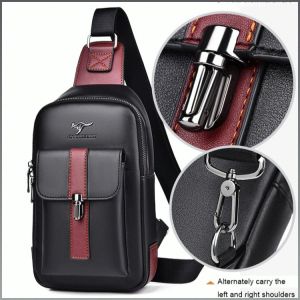 กระเป๋าคาดหน้าอก ตกแต่งโลหะ กระเป๋าเป้หน้าอก มัลติฟังก์ชั่น ละเอียดอ่อน ง่าย นุ่ม และทนต่อการสึกหรอ