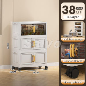 SALVO Foldable Storage Cabinet for Kitchen Grocery Cabinet Durabox Cabinet Organizer With Magnetic Suction and Wheels Wardrobes Organizer