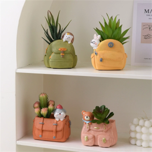 Dễ thương động vật Chậu hoa Ba lô hình phim hoạt hình động vật Nồi mini mọng nước chậu cây cảnh trang trí nhà cho văn phòng