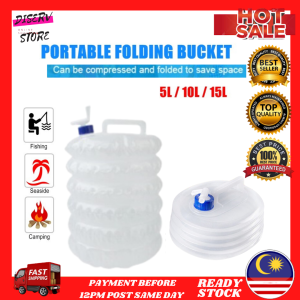 DISERVSRORE PE Folding Water Bag Shrink Bucket Food Grade Outdoor Portable Kettle Car Climbing Hiking Seaside Camping tong bekas air Collapsible Foldable Outdoor Water Container Storage Portable Bag Foldable Water Container Camping water bottle Berkemah